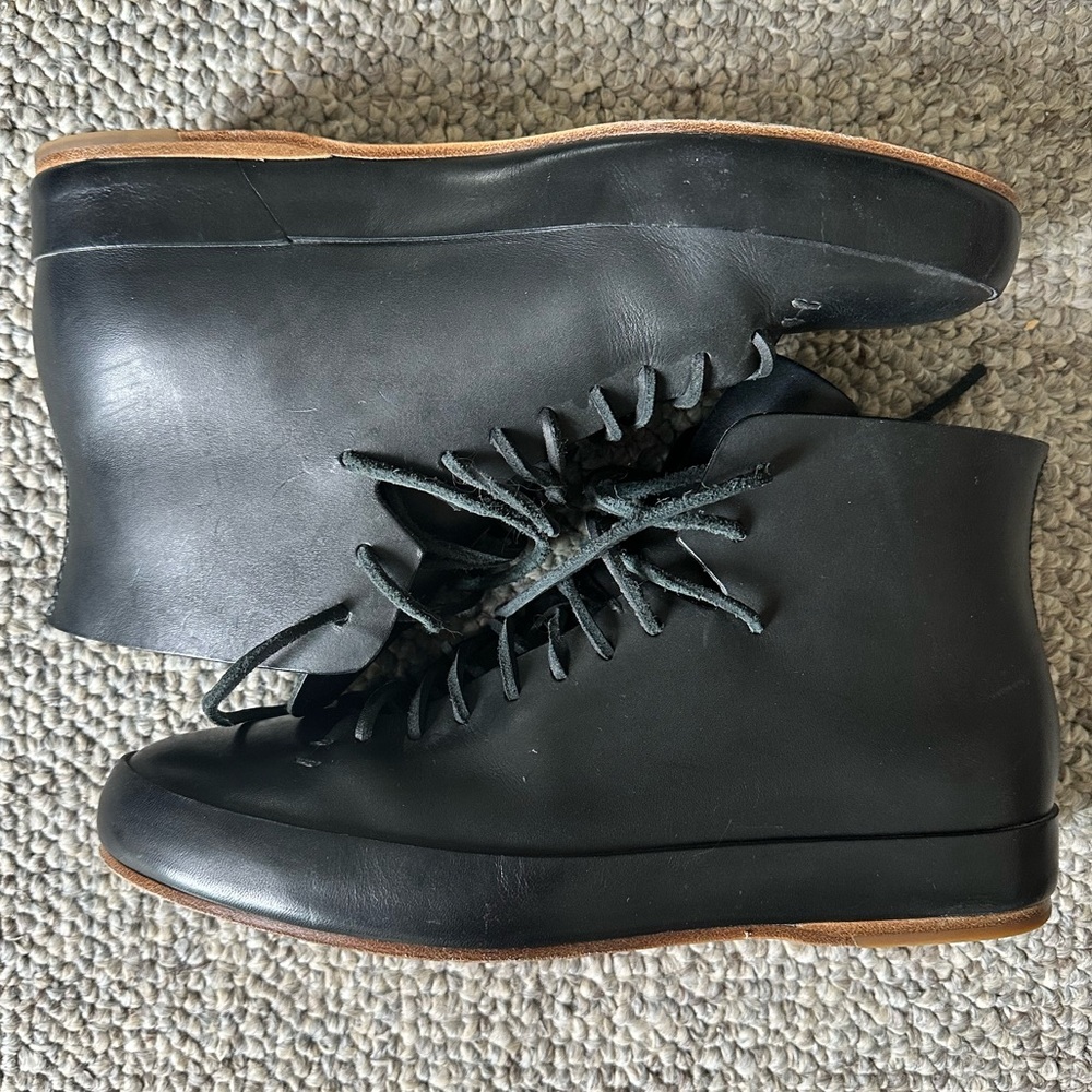 FEIT black high tops 100% leather handcrafted